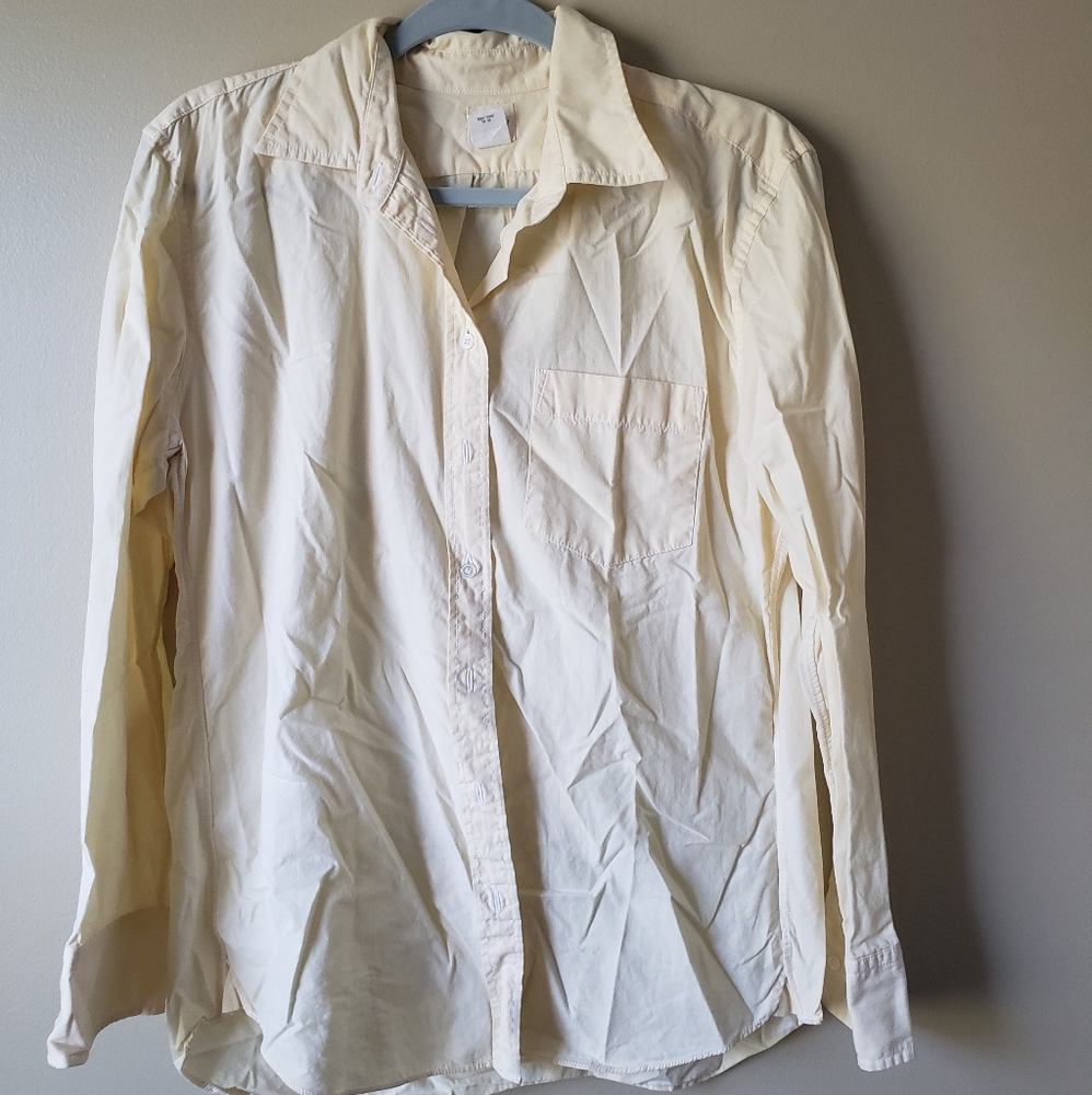J. Crew pale yellow boyfriend button down shirt